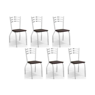 Imagem de Kit 6 Cadeiras De Cozinha Portugal C007 6 Un Cromada Preto 110