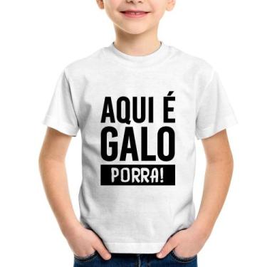 Imagem de Camiseta Infantil Aqui é galo  - Foca na Moda, Branco, 14