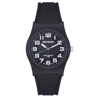 Imagem de Miykon Relógios esportivos pretos analógicos – relógio à prova d'água 100 m com relógio de pulso de segunda mão – resina à prova de choque, ponteiros luminosos, quartzo japonês com 4 anos de vida útil