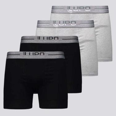 Imagem de Kit de 4 Cuecas Boxer Lupo Anatomic Shape Preta e Cinza Mescla, P
