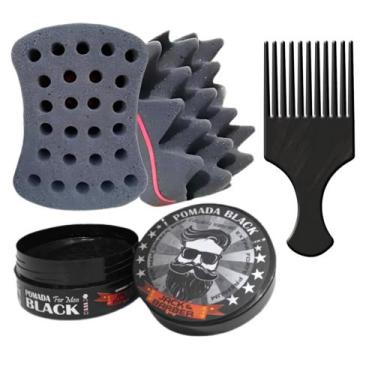 Imagem de Kit Esponja Nudred Dupla Enrolar Cabelos P 12mm + Cera + Pente Afro - 