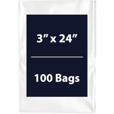 Imagem de Sacos de poliéster planos transparentes de vários tamanhos - 3 x 24 e (100 sacos) 3 Mil embalagem de plástico de topo aberto | Sacos de plástico flexíveis e duráveis | Polietileno de baixa densidade
