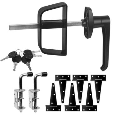 Imagem de Kit de ferragens para porta de galpão - Conjunto completo de portões para máxima segurança e durabilidade, inclui conjunto de dobradiças de janela e porta/janela, para portões, salas de jogos