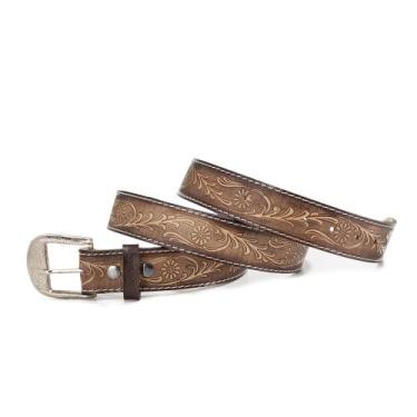 Imagem de Cinto Country Floral Feminino Couro Entalhado Para Cowgirls - Pampas C
