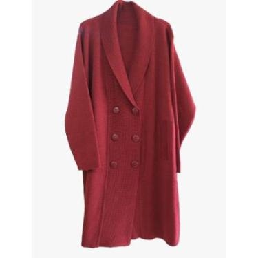 Imagem de Sobretudo Longo Manga Longa Botões Bolso Quente Super Grosso-Feminino