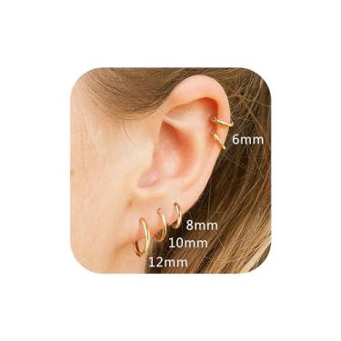 Imagem de Brincos de argola de aço cirúrgico 316L, brincos masculinos de 6 mm a 20 mm, hipoalergênicos, pequenos para dormir, brinco de cartilagem, para mulheres, 20G 18G, 6mm, Aço inoxidável, Sem pedra