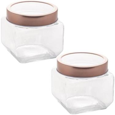 Imagem de Kit 2 Potes Porta Mantimentos Rose Gold com Tampa 800ml Lyor Gastro Po