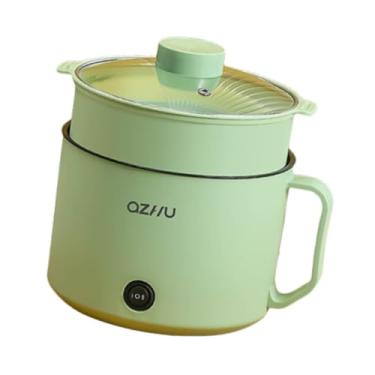 Imagem de Fenteer Mini Hot Pot 2 E marcha com cesta de vapor pau-panela elétrica Ramen para fritar Oatmeal Dormitório 1-2 Sopa de pessoas, Verde