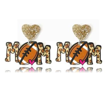 Imagem de coadipress Brincos de carta de futebol americano, unissex, leve, acrílico, futebol, amor, coração, esportes, torcedores, jogadores, joias, Medium, Acrílico, Sem pedra preciosa