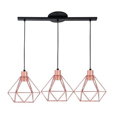 Imagem de Lustre Pendente Trilho Diamante Peq 3 Lamp E27 Rosê