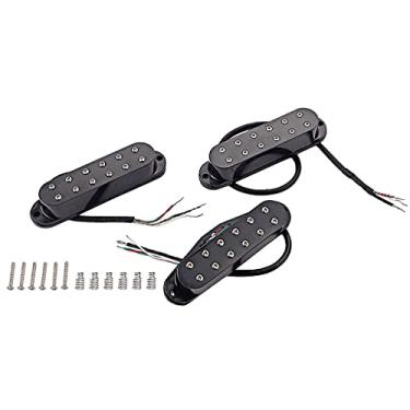 Imagem de Alnicov Conjunto de 3 captadores de guitarra mini humbucker para pescoço, ponte média SSS, conjunto de captadores para acessórios de guitarra Strat ST Style (preto)
