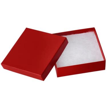 Imagem de Caixas de joias de papelão pacote com 10 – 8,9 cm x 8,8 cm x 2,5 cm caixas de presente pequenas com tampas para embalagem de joias (vermelho)
