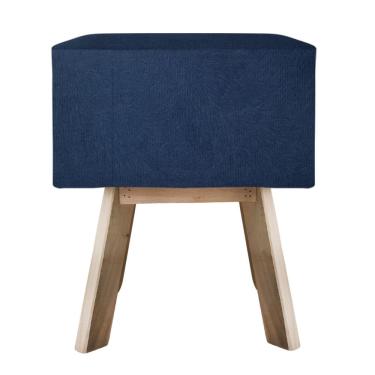 Imagem de Puff Banqueta Quadrada Retrô Suede - Azul Marinho