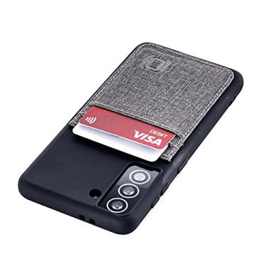 Imagem de Dockem Capa carteira para Galaxy S21 FE: placa de metal oculta para montagem magnética com couro sintético estilo lona, 2 compartimentos para cartões: Luxe M2T, 16.3 cm [preto/cinza]