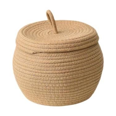 Imagem de FytStycale Cesta de Armazenamento de Lanche com Tampa Organizador de Brinquedos Caixa de Tecido Decorativo para Casa Mesa de Jantar Quarto Cozinha Armário, CafÉ, Tamanho real