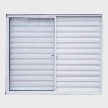 Imagem de Janela de Alumínio Veneziana 100x120cm 3 Folhas Vidro Liso Soft Plus mgm