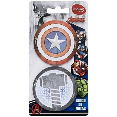 Imagem de Bloco de notas adesivas Avengers circular 2 blocos 25 folhas - Martelo do Thor