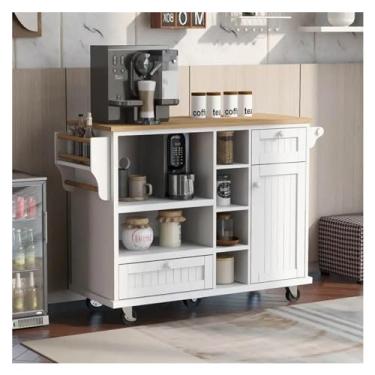 Imagem de Carrinho de Armazenamento Carrinho de ilha de cozinha com armário de armazenamento e duas rodas de travamento, para sala de cozinha, sala de jantar, banheiro Carrinho de Armazenamento(Style-B)
