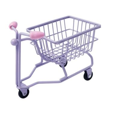 Imagem de DimyFew Organizador de desktop de carrinho de compras em miniatura finge brincar crianças empurrar carrinho de brinquedo garotas presentes, Roxo