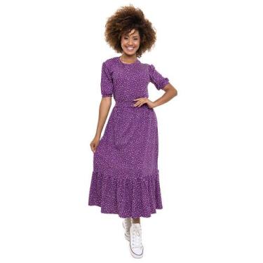 Imagem de Vestido Aura Faixa Babado Roxo, P, Roxo