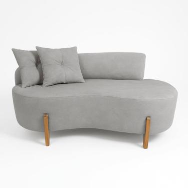 Imagem de Sofá Orgânico 2 Lugares C/2 Almofadas Curvo Sala Recepção Boucle Cinza Claro - Montanaris Decor