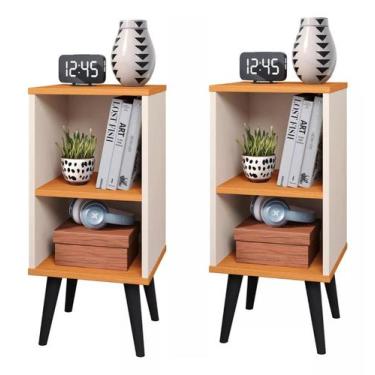 Imagem de Kit 2 Mesa de Cabeceira Mini Cômoda Mesinha Lateral Cama Quarto Pratel