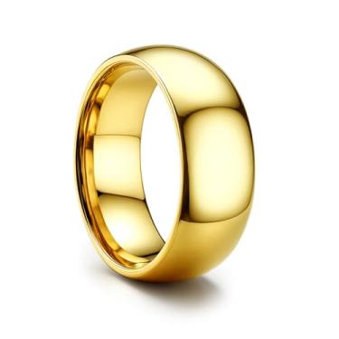 Imagem de ORAZIO Aliança de casamento masculina de aço inoxidável para homens e mulheres 6 mm 8 mm prata ouro preto simples abobadado anel de casamento anel alto polimento conforto ajuste tamanho 6-14, Sem