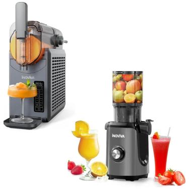 Imagem de Conjunto Máquina de Raspadinha com Espremedor a Frio, Juicer de Mastigação Lenta 40 RPM com Boca de 10,8 cm para Frutas e Vegetais