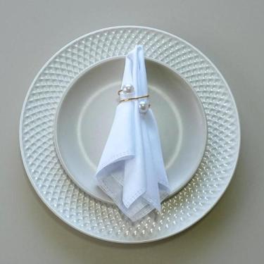 Imagem de Kit 8 Anel Argola para Guardanapo de Tecido Pérola Dupla - VALLE DISTR