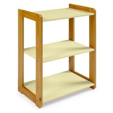 Imagem de Estante para Livros 75x54x30cm Infantil Amarelo Bebê/Amêndoa