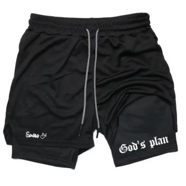 Imagem de Short de Compressão Masculino Gods Plan Com Bolso - Swag On, Preto, GG