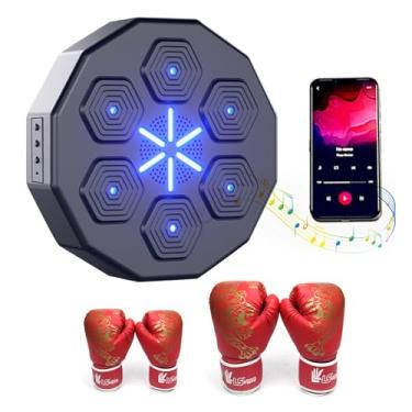 Imagem de Máquina de boxe, música eletrônica, alvo de boxe inteligente, saco de pancadas com conexão Bluetooth, velocidade de treinamento, reação olho-mão e treino de coordenação para crianças/adultos