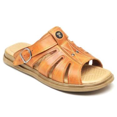 Imagem de Sandália Masculino Couro Solado Borracha Conforto Dia a Dia - Rubim Ca