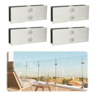 Imagem de LukLoy Braçadeira de vidro para vidro, suporte de aço inoxidável 304 para balaustrada de vidro cerca de piscina (4 peças 180°)