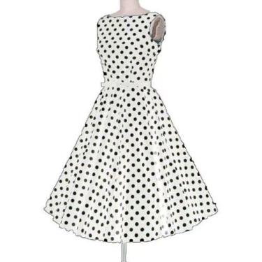 Imagem de Vestido Feminino Midi Godê Poa Bolinhas Festa Anos 60 E 80 - Casual Dr