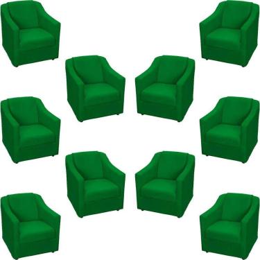 Imagem de Kit 10 Poltronas Decorativa Mila Pé De Plástico Cromado - Verde Suede
