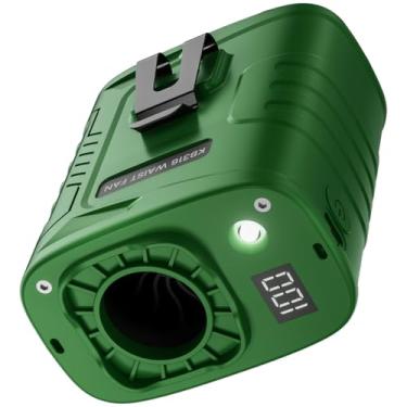 Imagem de KIBEE Ventilador de cintura portátil de encaixe com lanterna - 12500RPM 5 velocidades vestível, 5000 mAh operado por bateria, resfriamento de tempo de execução 29H para trabalho ao ar livre e viagens