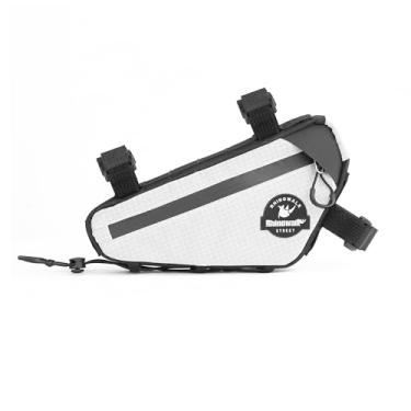 Imagem de Rhinowalk Bolsa triangular de bicicleta série Cosmopolis leve para quadro de bicicleta urbana bolsa sob o tubo superior acessórios de ciclismo (branca)