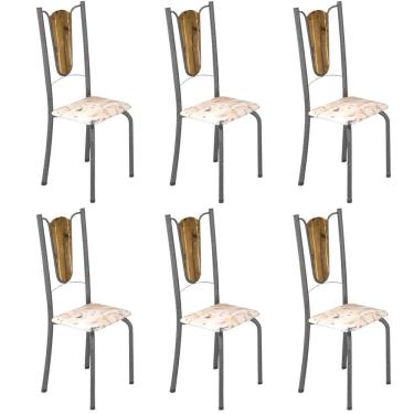Imagem de Kit 6 Cadeiras Tubulares Júlia Soma Móveis Prata/botanic Bege