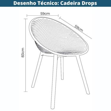 Imagem de Kit 4 Cadeiras Drops Rivatti Em Polipropileno Fendi Base Desmontável Fendi