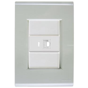 Imagem de Cj Tomada Rj45 Rj 45 Ethernet Liz Verde Ardósia Tramontina Completo Pronto Tramontina