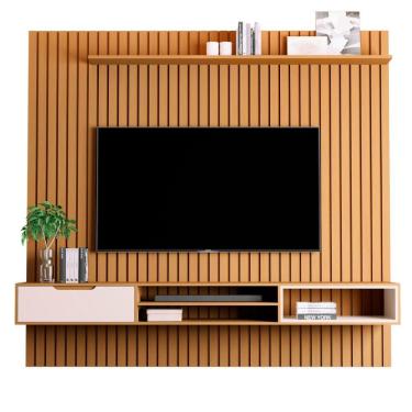 Imagem de Home Ripado Com 2 Prateleiras Trento Nature Pérola