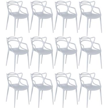 Imagem de Kit 12 Cadeiras Allegra Empilhável Com Inmetro Magazine Decor - Cinza