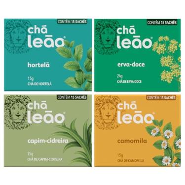 Imagem de Combo Chá Leão Ervas - 4 Caixas 60 Sachês Embalados Individualmente