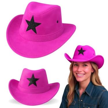 Imagem de Chapéu Country Infantil com Estrela Criança Cowboy Festa Junina Rodeio Menino Menina Unissex Peão Boiadeira Camurça Personalizado Premium MONOLO (Pink, Adulto)