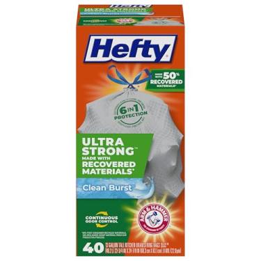 Imagem de Hefty Sacos de lixo ultra fortes, Renew Clean Burst High, brancos, 40 unidades