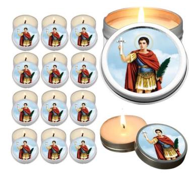 Imagem de 10 Velas Aromaticas Lembrancinhas Santo Expedito na Latinha Decoração 