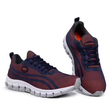 Imagem de Tênis Ortopédico Masculino para Corrida, Caminhada, Academia e Treino – Confortável, Leve e Respirável (Marinho e Cinza, BR, Adulto, Numérico, 36)