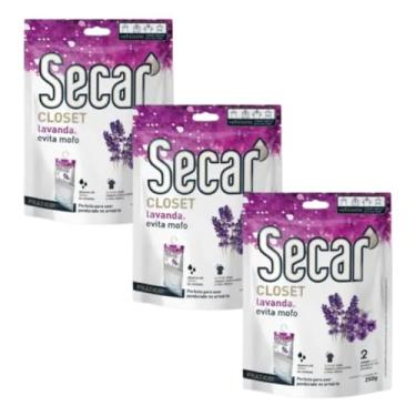 Imagem de Kit Com 3 Antimofo Antiumidade Closet 250g Anti Mofo Mau Cheiro Absorvedor De Umidade Para Guarda Roupa Armario Closet Roupeiros (Lavanda)