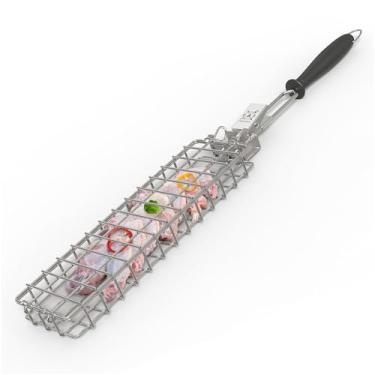 Imagem de GRILLNOVATIONS Cesta Para Grelha - Aço Inoxidável, Retangular, Preta, Perfeita Grelhar Vegetais, Peixes, Camarões E Espetinhos Ao Ar Livre